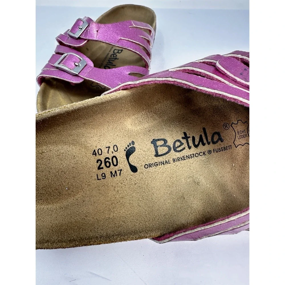 Birkenstock Betula Grenada Sandals Womens Sz 9 Pink Metallic Patent Leather